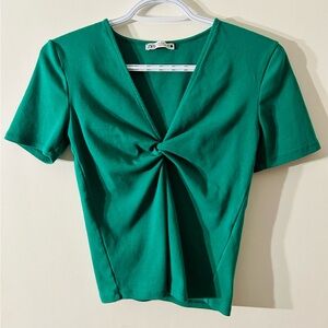 Jade green ladies cotton mix top
